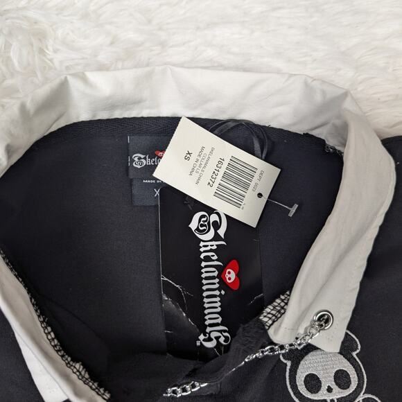 Hot Topic Skelanimals Chain Collar Long Sleeve Collared Top Black White Size XS - Picture 4 of 11